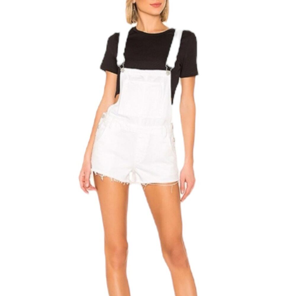 Blank NYC Side Low Cut Denim Shortall Lightbox White Size 31 - Picture 2 of 10
